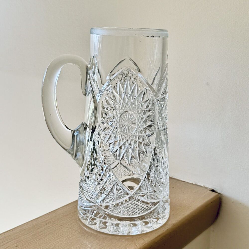 Vintage Duncan and Miller Bassettown Tankard EAPG Crystal Glass Water Pitcher wi